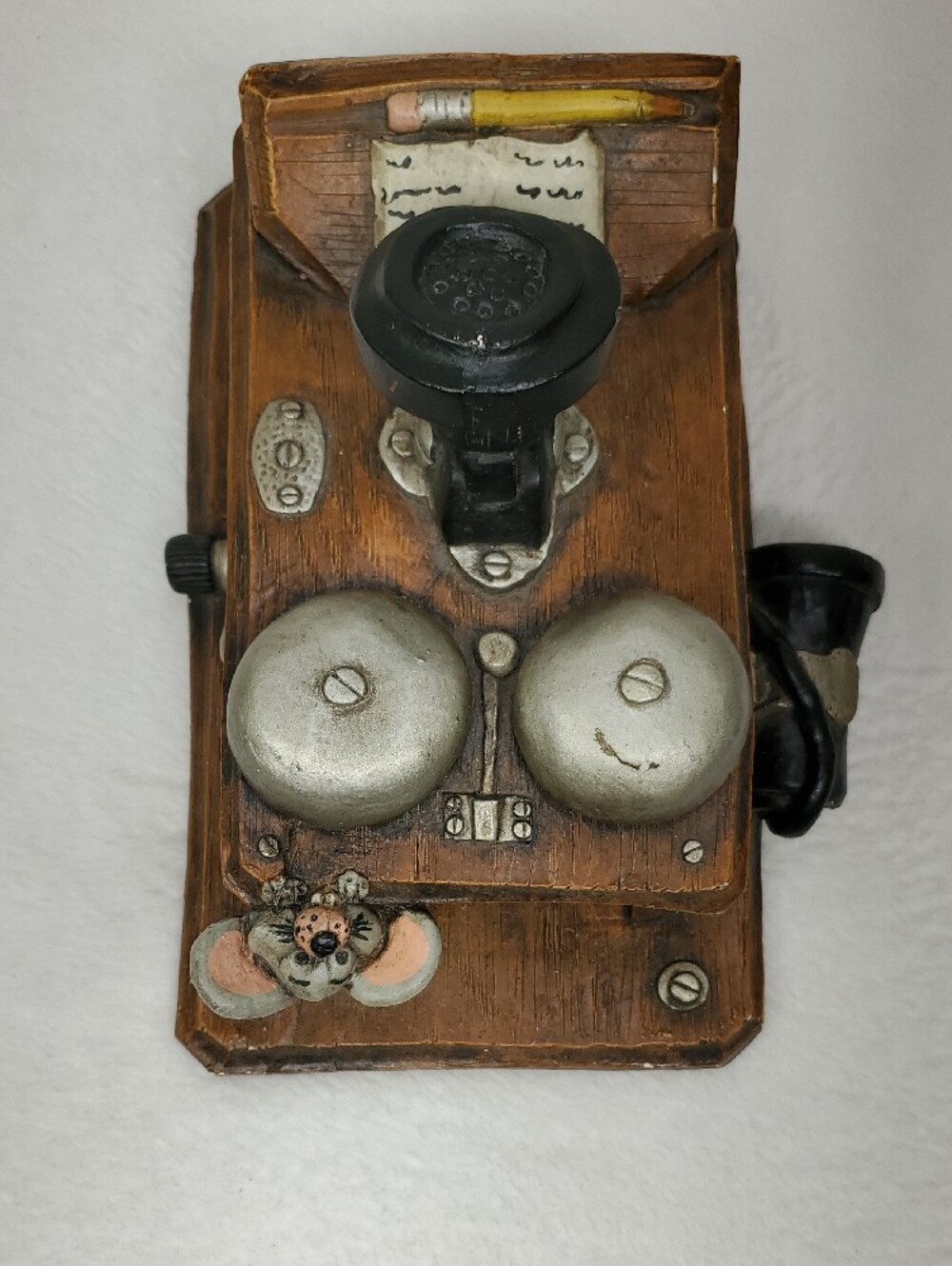 Vintage Rare Juta Sangthaweep 1974 Wall Crank Telephone Memo Holder Mouse Accent - Picture 5 of 12